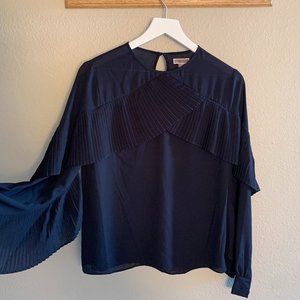 Nordstrom Navy Fringe Blouse